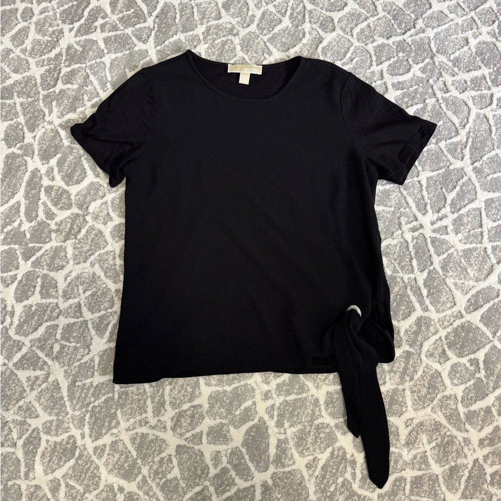 Michael Kors Black Short-Sleeve Side-Tie Top